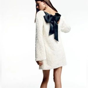NWT H&M Limited Edition Small Holiday White Sequined Tie-Back Bow Dress